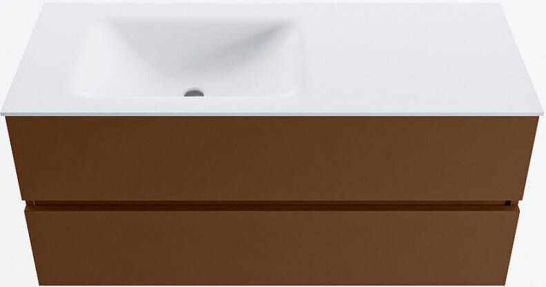 Mondiaz VICA 110cm badmeubel onderkast Rust 2 lades. Wastafel CLOUD links 1 kraangat kleur Talc.
