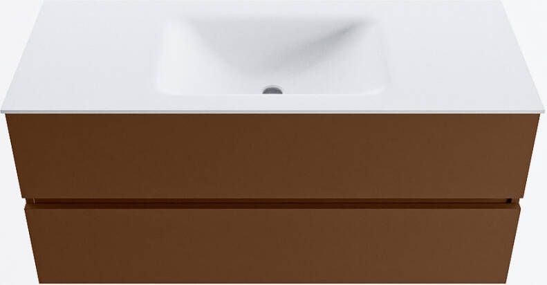Mondiaz VICA 110cm badmeubel onderkast Rust 2 lades. Wastafel CLOUD midden 1 kraangat kleur Talc.