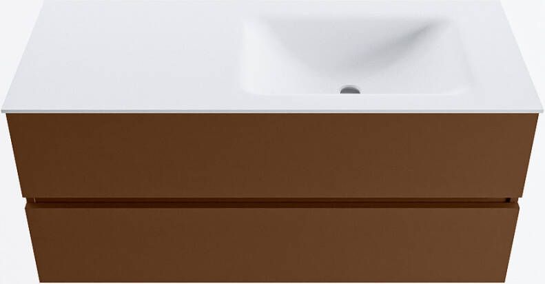 Mondiaz VICA 110cm badmeubel onderkast Rust 2 lades. Wastafel CLOUD rechts zonder kraangat kleur Talc.