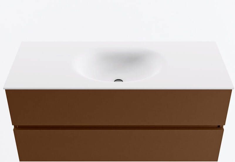 Mondiaz VICA 110cm badmeubel onderkast Rust 2 lades. Wastafel MOON midden 1 kraangat kleur Talc.