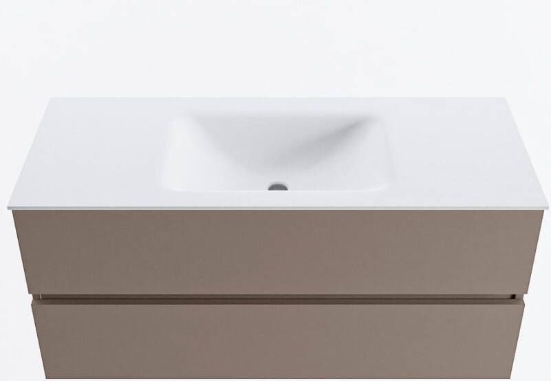 Mondiaz VICA 110cm badmeubel onderkast Smoke 2 lades. Wastafel CLOUD midden 1 kraangat kleur Talc.