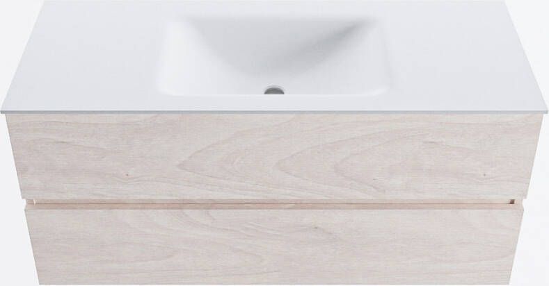 Mondiaz VICA 110cm badmeubel onderkast Underlayment 2 lades. Wastafel CLOUD midden 1 kraangat kleur Talc.