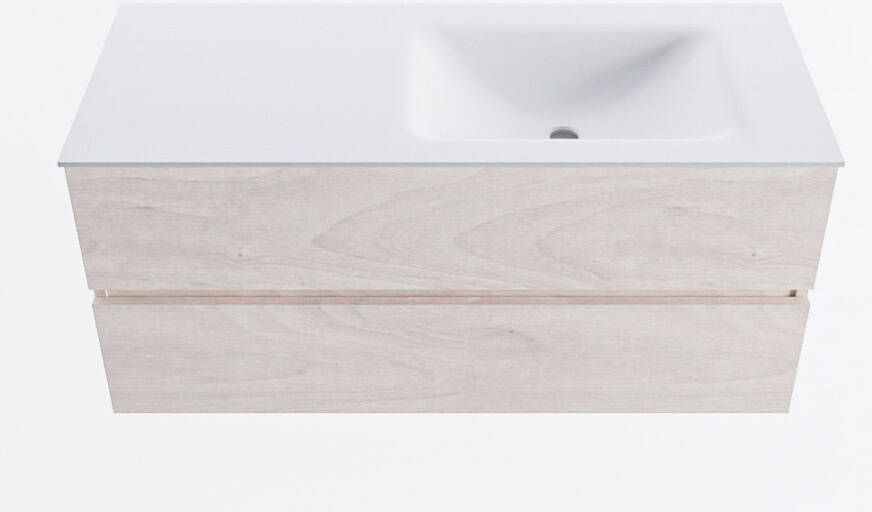 Mondiaz VICA 110cm badmeubel onderkast Underlayment 2 lades. Wastafel CLOUD rechts 1 kraangat kleur Talc.