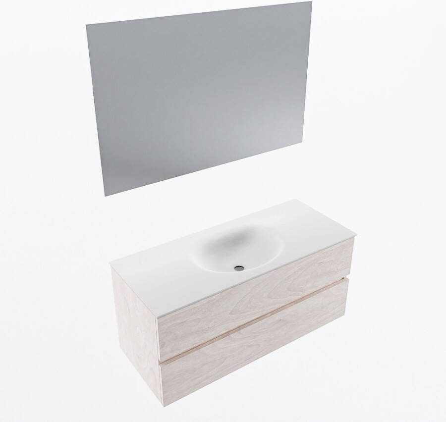 Mondiaz VICA 110cm badmeubel onderkast Underlayment 2 lades. Wastafel MOON midden 1 kraangat kleur Talc.