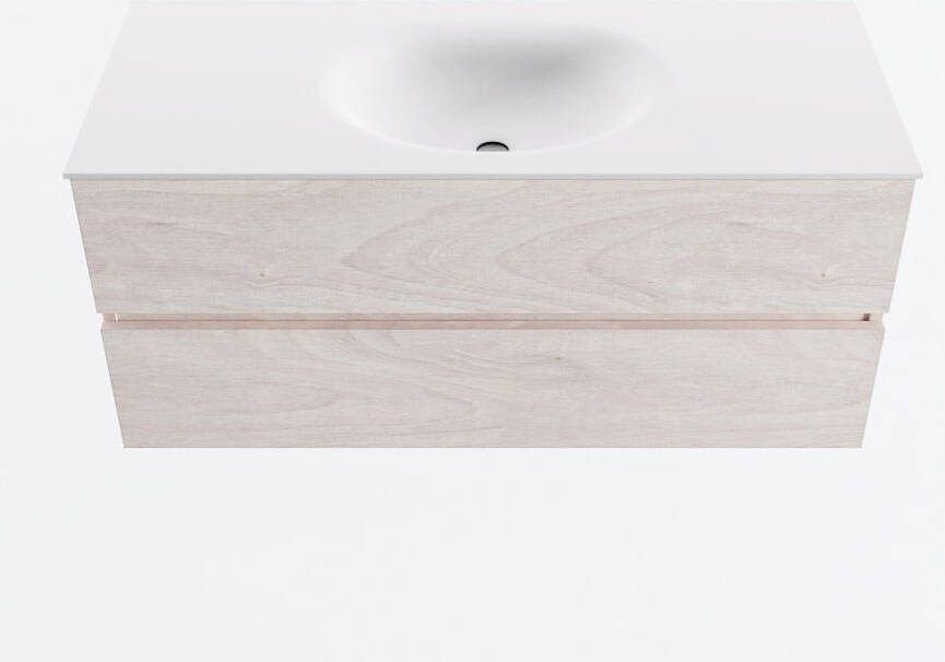 Mondiaz VICA 110cm badmeubel onderkast Underlayment 2 lades. Wastafel MOON midden zonder kraangat kleur Talc.