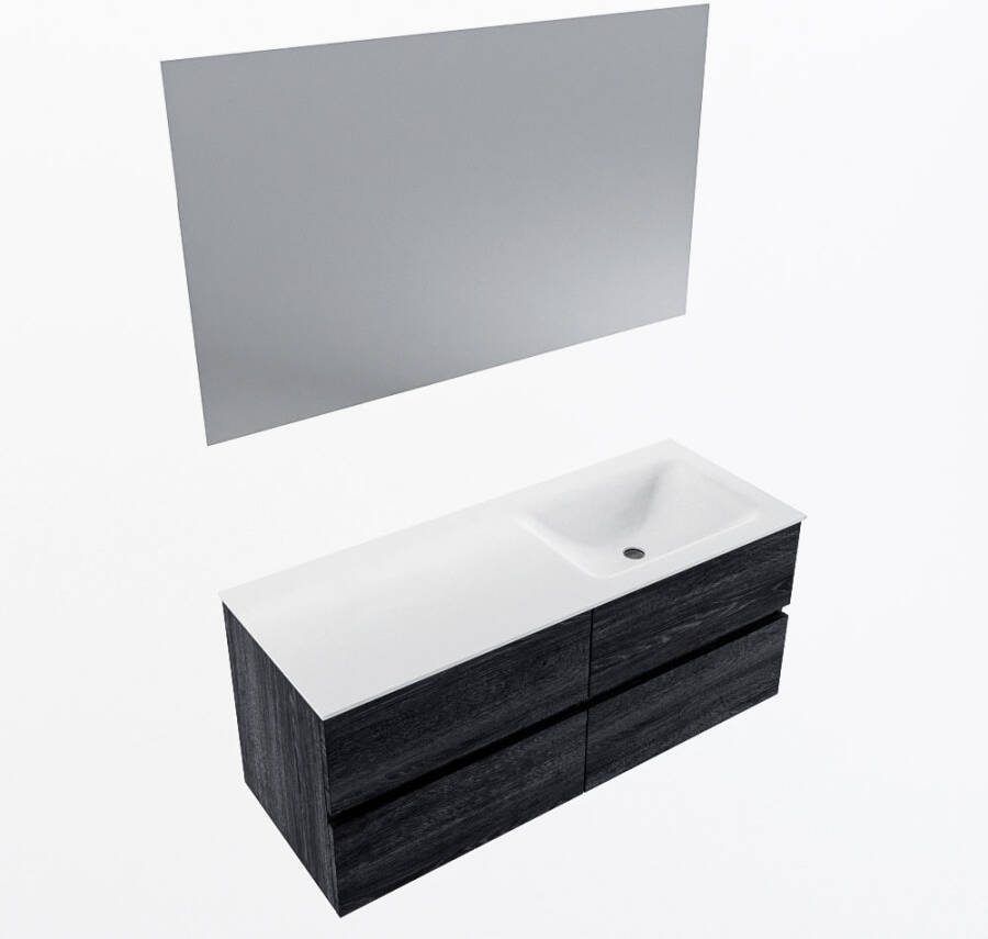 Mondiaz VICA 120cm badmeubel onderkast Antracite 4 lades. Wastafel CLOUD rechts 1 kraangat kleur Talc.