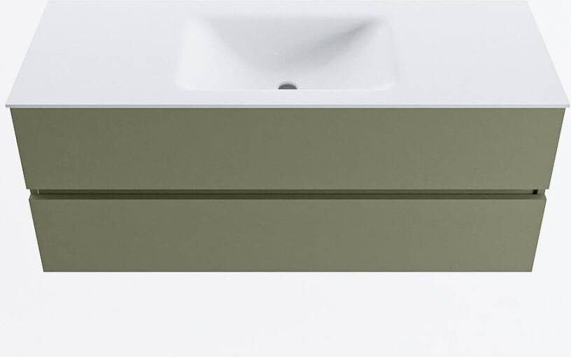 Mondiaz VICA 120cm badmeubel onderkast Army 2 lades. Wastafel CLOUD midden 1 kraangat kleur Talc.