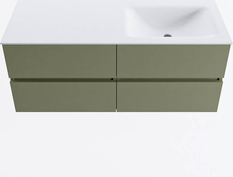 Mondiaz VICA 120cm badmeubel onderkast Army 4 lades. Wastafel CLOUD rechts 1 kraangat kleur Talc.