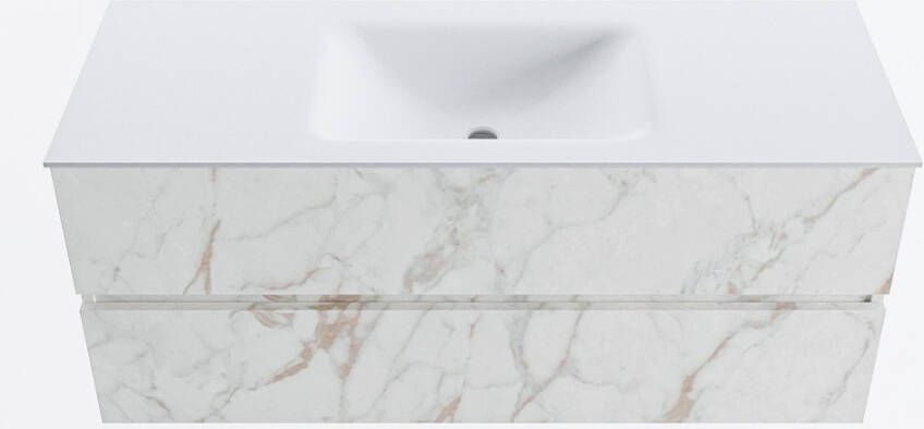 Mondiaz VICA 120cm badmeubel onderkast Carrara 2 lades. Wastafel CLOUD midden 1 kraangat kleur Talc.