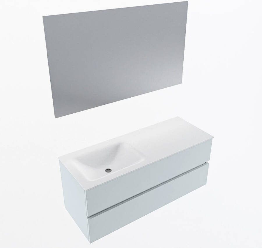 Mondiaz VICA 120cm badmeubel onderkast Clay 2 lades. Wastafel CLOUD links zonder kraangat kleur Talc.