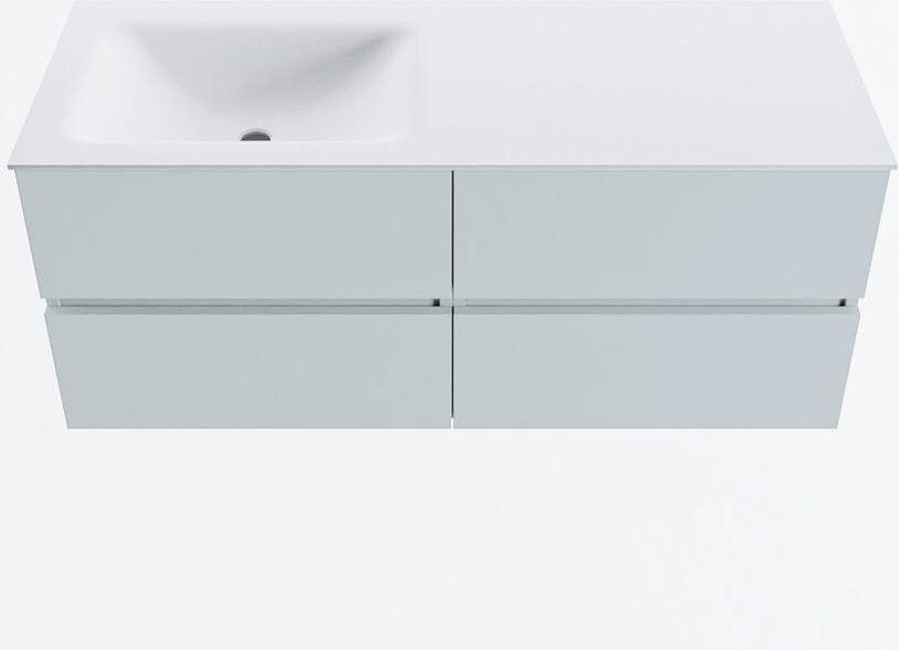 Mondiaz VICA 120cm badmeubel onderkast Clay 4 lades. Wastafel CLOUD links 1 kraangat kleur Talc.
