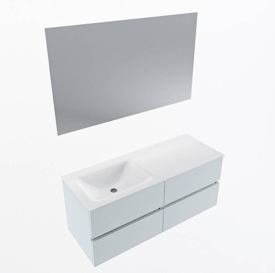 Mondiaz VICA 120cm badmeubel onderkast Clay 4 lades. Wastafel CLOUD links zonder kraangat kleur Talc.