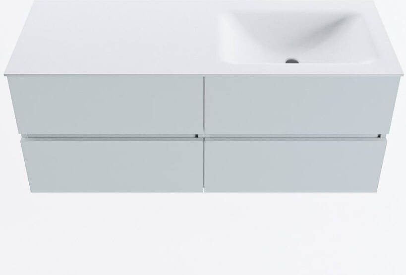 Mondiaz VICA 120cm badmeubel onderkast Clay 4 lades. Wastafel CLOUD rechts 1 kraangat kleur Talc.