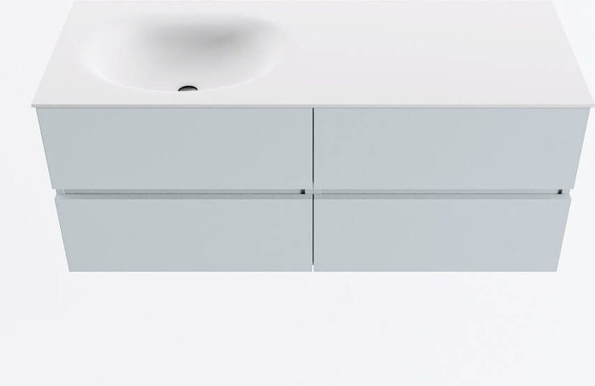 Mondiaz VICA 120cm badmeubel onderkast Clay 4 lades. Wastafel MOON links zonder kraangat kleur Talc.