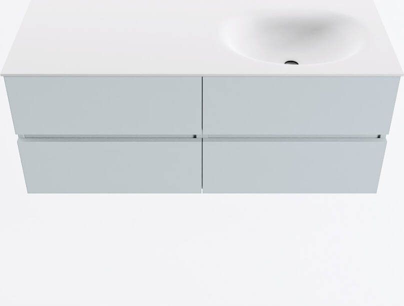 Mondiaz VICA 120cm badmeubel onderkast Clay 4 lades. Wastafel MOON rechts 1 kraangat kleur Talc.