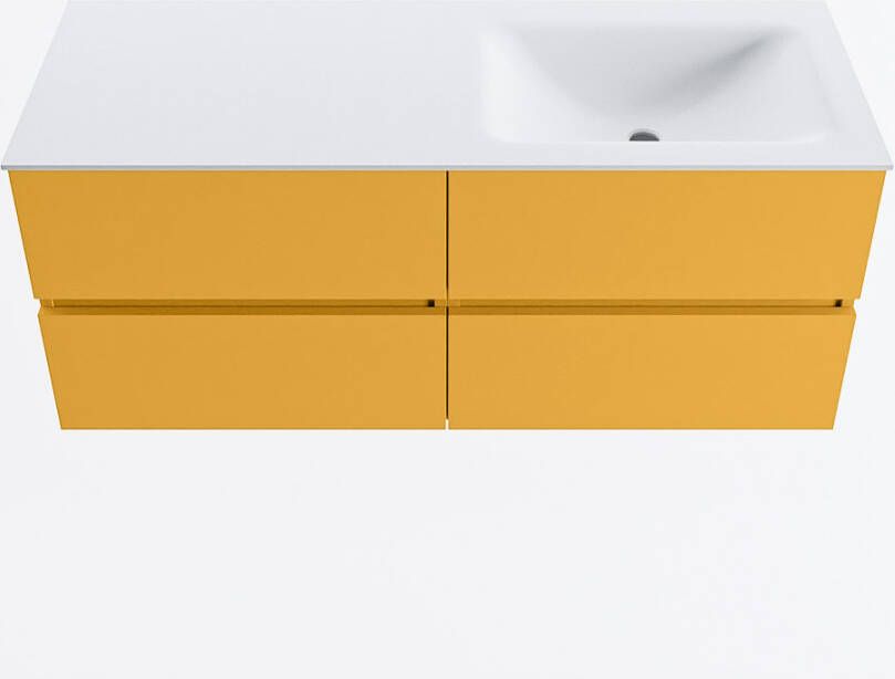 Mondiaz VICA 120cm badmeubel onderkast Ocher 4 lades. Wastafel CLOUD rechts 1 kraangat kleur Talc.