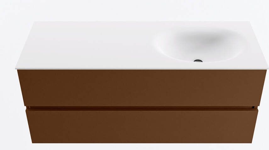 Mondiaz VICA 120cm badmeubel onderkast Rust 2 lades. Wastafel MOON rechts 1 kraangat kleur Talc.