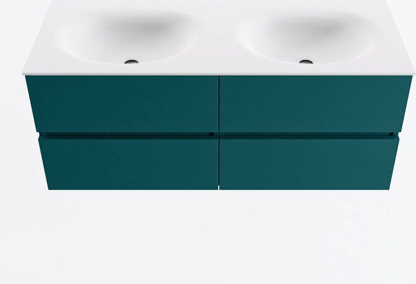 Mondiaz VICA 120cm badmeubel onderkast Smag 4 lades. Wastafel MOON dubbel 2 kraangaten kleur Talc.