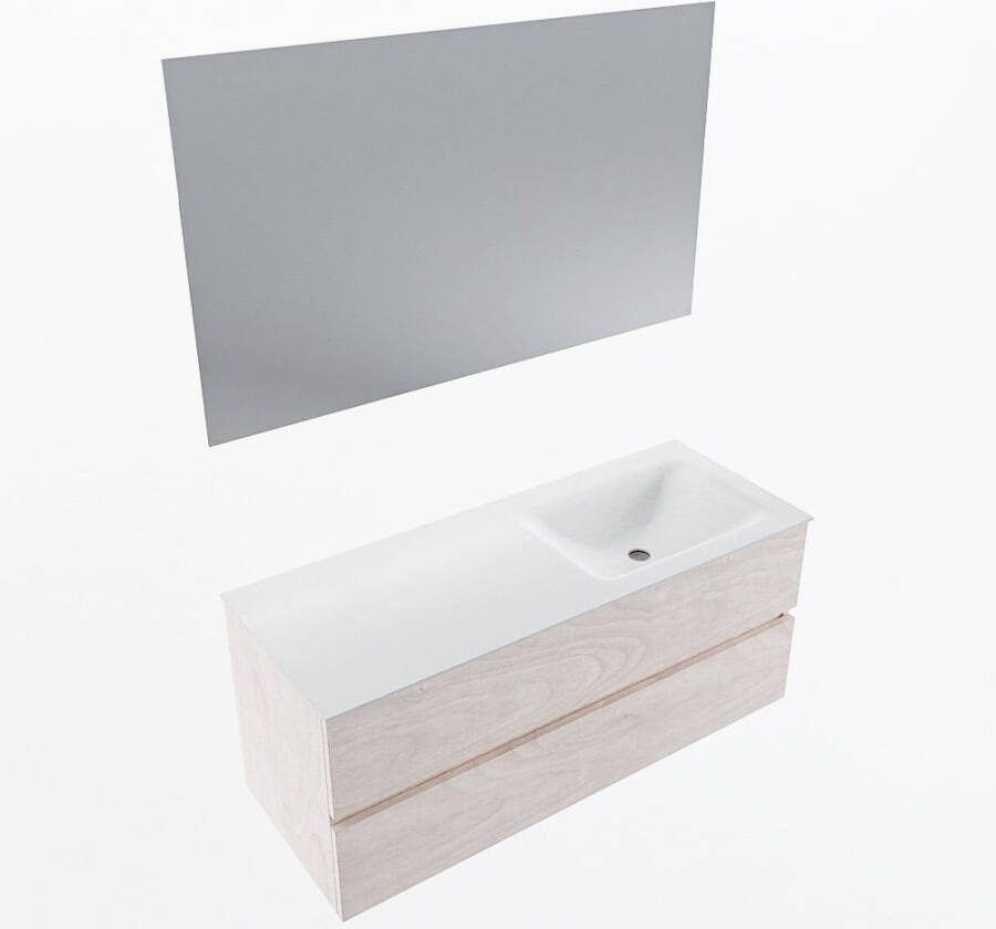 Mondiaz VICA 120cm badmeubel onderkast Underlayment 2 lades. Wastafel CLOUD rechts 1 kraangat kleur Talc.