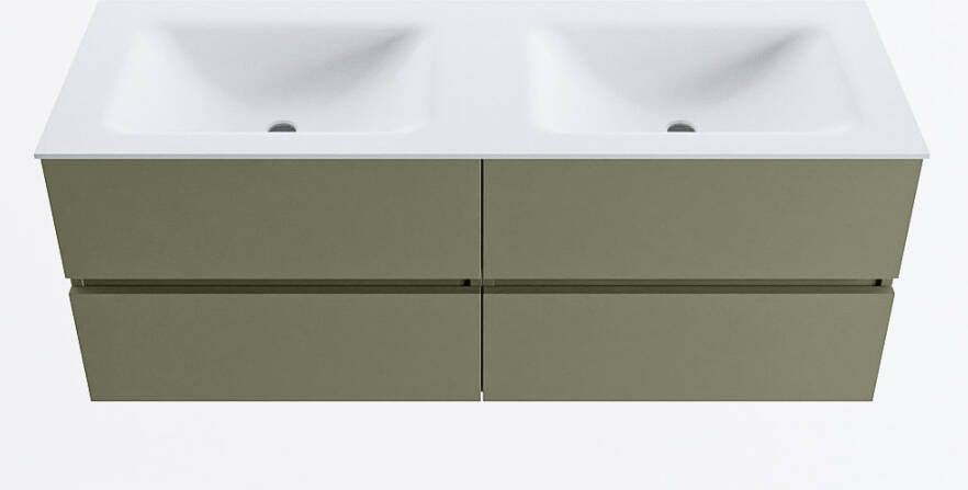 Mondiaz VICA 130cm badmeubel onderkast Army 4 lades. Wastafel CLOUD dubbel 2 kraangaten kleur Talc.