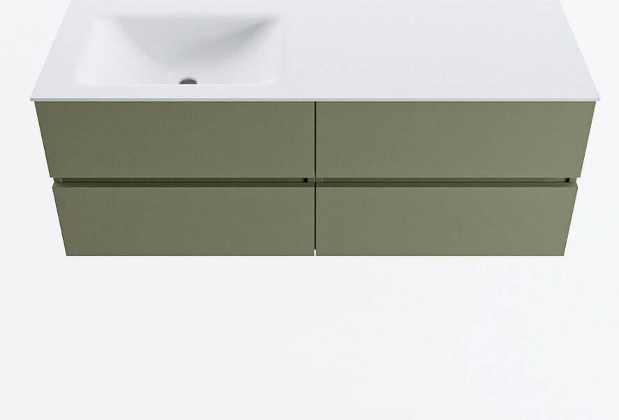 Mondiaz VICA 130cm badmeubel onderkast Army 4 lades. Wastafel CLOUD links 1 kraangat kleur Talc.