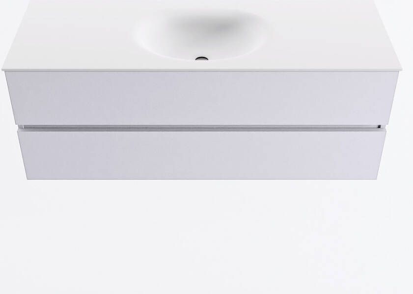 Mondiaz VICA 130cm badmeubel onderkast Cale 2 lades. Wastafel MOON midden 1 kraangat kleur Talc.