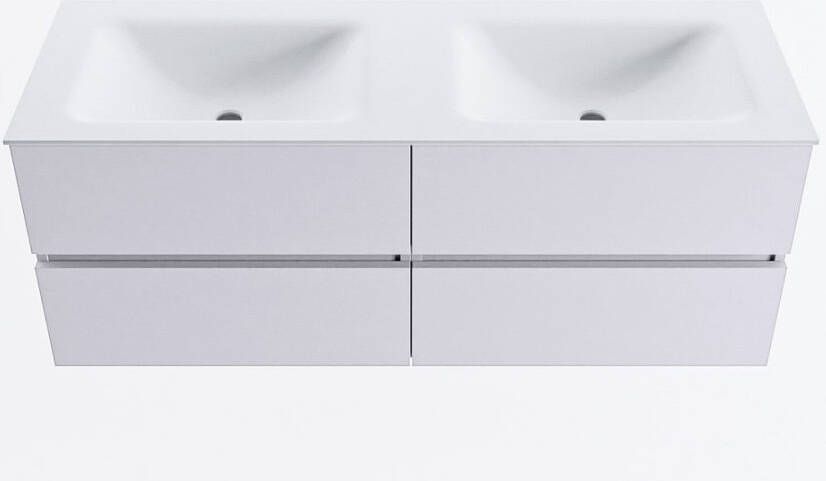 Mondiaz VICA 130cm badmeubel onderkast Cale 4 lades. Wastafel CLOUD dubbel 2 kraangaten kleur Talc.