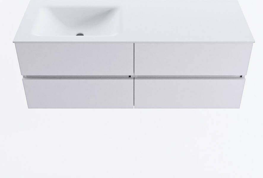 Mondiaz VICA 130cm badmeubel onderkast Cale 4 lades. Wastafel CLOUD links 1 kraangat kleur Talc.