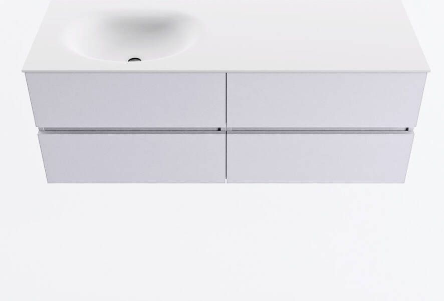 Mondiaz VICA 130cm badmeubel onderkast Cale 4 lades. Wastafel MOON links 1 kraangat kleur Talc.