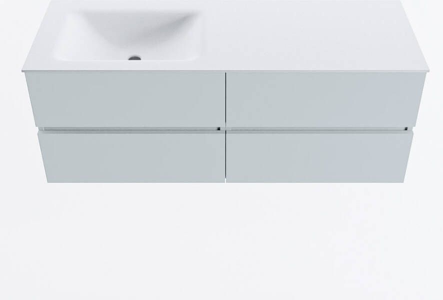 Mondiaz VICA 130cm badmeubel onderkast Clay 4 lades. Wastafel CLOUD links 1 kraangat kleur Talc.