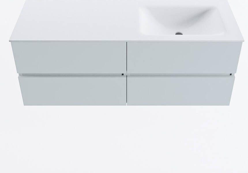Mondiaz VICA 130cm badmeubel onderkast Clay 4 lades. Wastafel CLOUD rechts 1 kraangat kleur Talc.