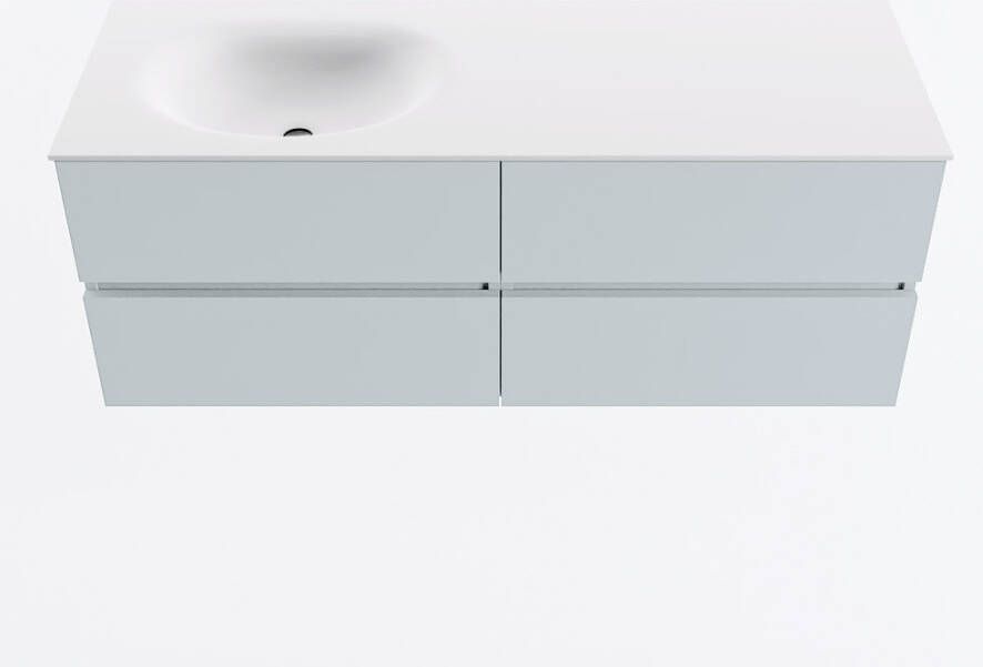 Mondiaz VICA 130cm badmeubel onderkast Clay 4 lades. Wastafel MOON links 1 kraangat kleur Talc.