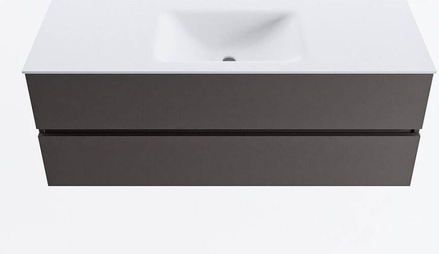 Mondiaz VICA 130cm badmeubel onderkast Dark Grey 2 lades. Wastafel CLOUD midden 1 kraangat kleur Talc.