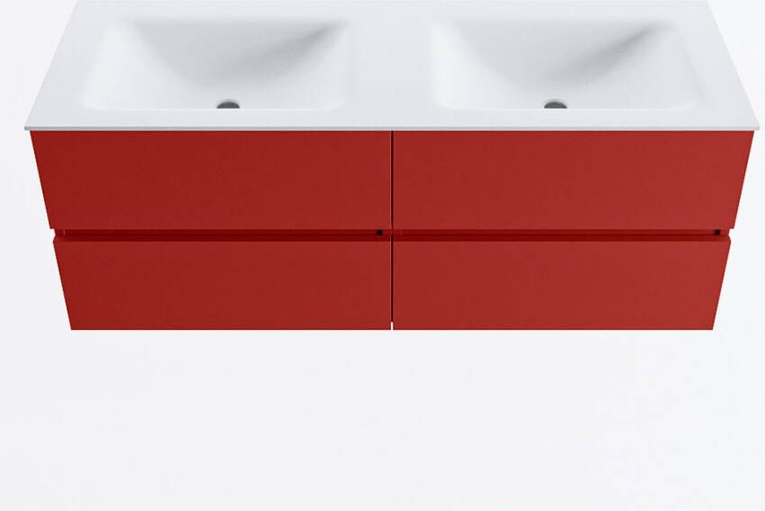 Mondiaz VICA 130cm badmeubel onderkast Fire 4 lades. Wastafel CLOUD dubbel zonder kraangat kleur Talc.