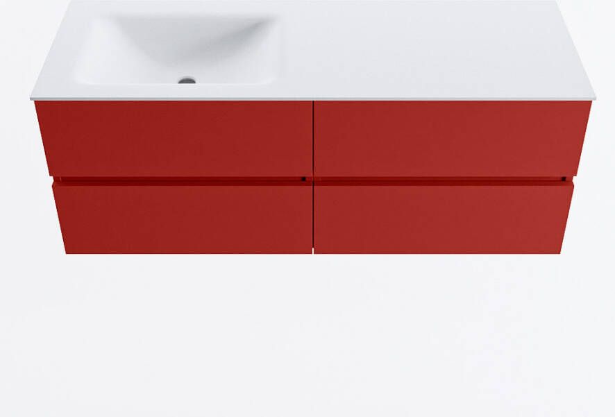 Mondiaz VICA 130cm badmeubel onderkast Fire 4 lades. Wastafel CLOUD links 1 kraangat kleur Talc.
