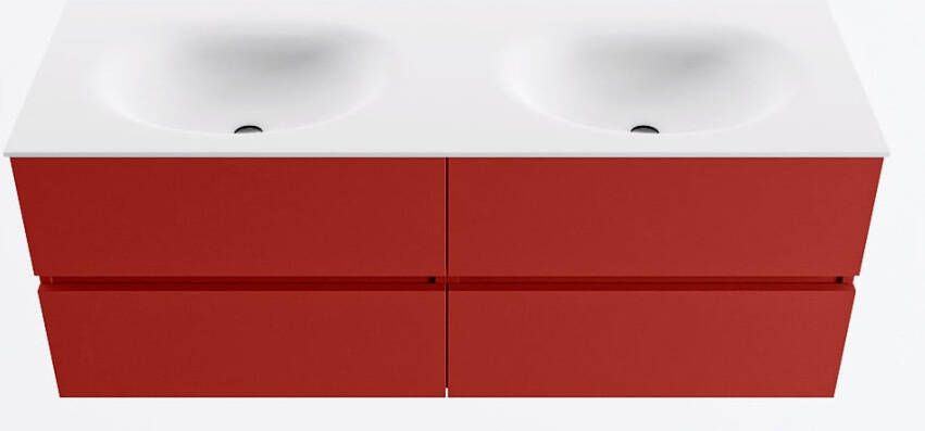 Mondiaz VICA 130cm badmeubel onderkast Fire 4 lades. Wastafel MOON dubbel zonder kraangat kleur Talc.