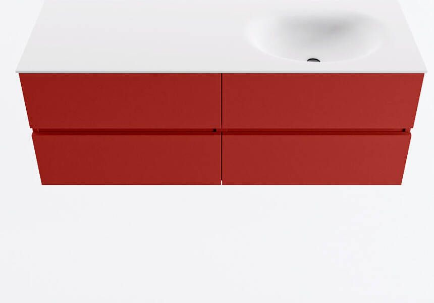 Mondiaz VICA 130cm badmeubel onderkast Fire 4 lades. Wastafel MOON rechts 1 kraangat kleur Talc.