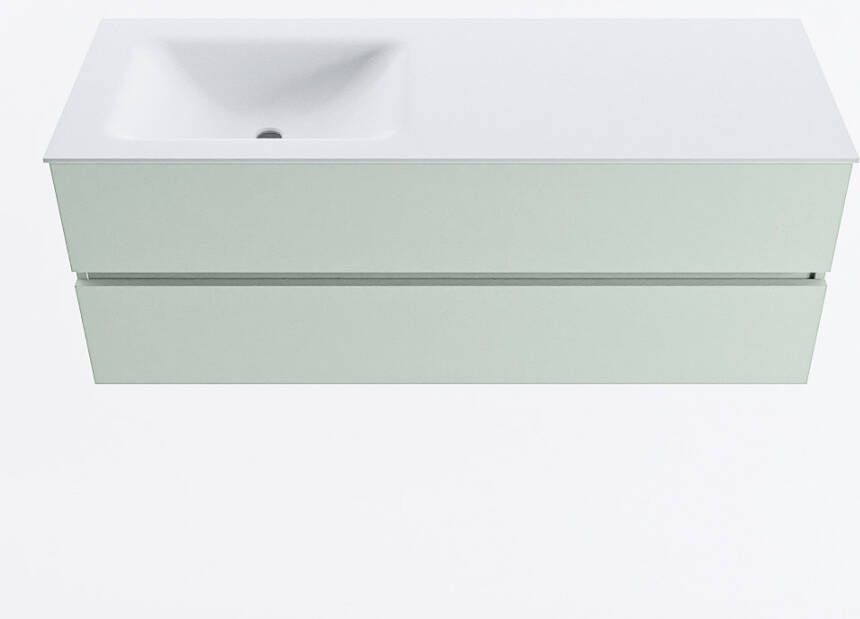 Mondiaz VICA 130cm badmeubel onderkast Greey 2 lades. Wastafel CLOUD links 1 kraangat kleur Talc.