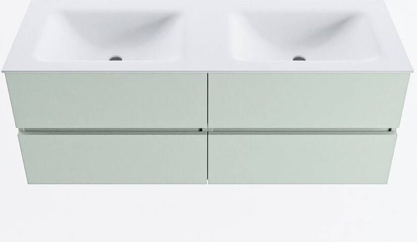 Mondiaz VICA 130cm badmeubel onderkast Greey 4 lades. Wastafel CLOUD dubbel 2 kraangaten kleur Talc.