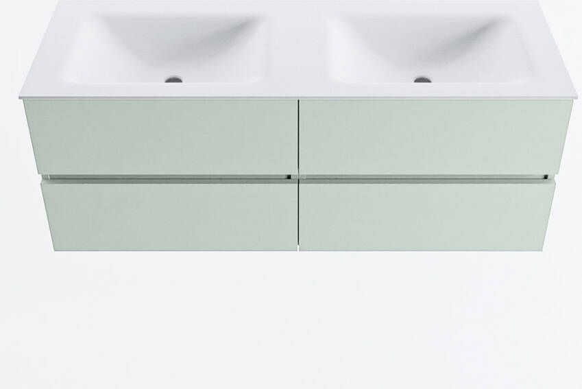 Mondiaz VICA 130cm badmeubel onderkast Greey 4 lades. Wastafel CLOUD dubbel zonder kraangat kleur Talc.