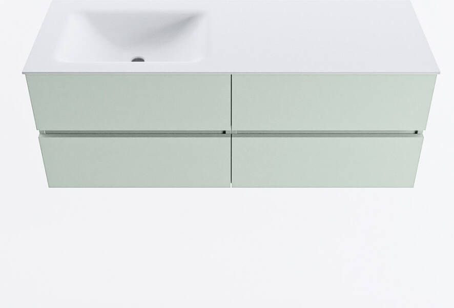 Mondiaz VICA 130cm badmeubel onderkast Greey 4 lades. Wastafel CLOUD links 1 kraangat kleur Talc.