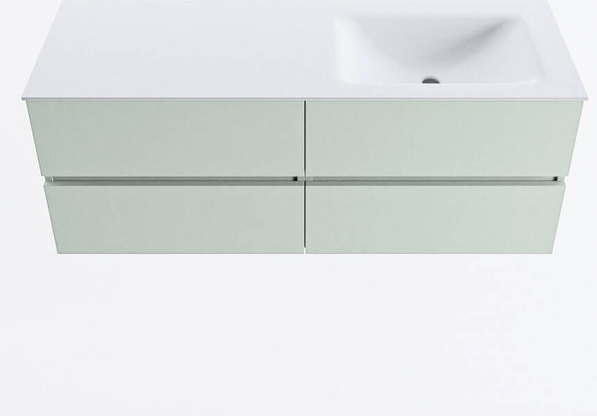 Mondiaz VICA 130cm badmeubel onderkast Greey 4 lades. Wastafel CLOUD rechts zonder kraangat kleur Talc.