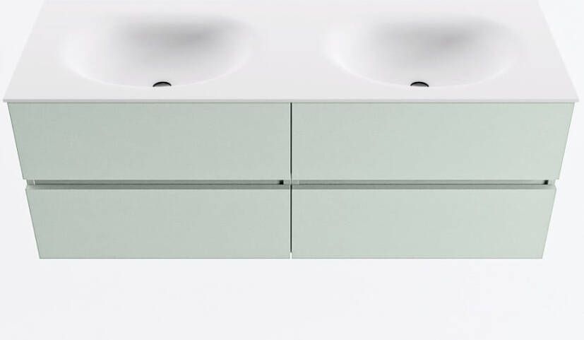 Mondiaz VICA 130cm badmeubel onderkast Greey 4 lades. Wastafel MOON dubbel 2 kraangaten kleur Talc.