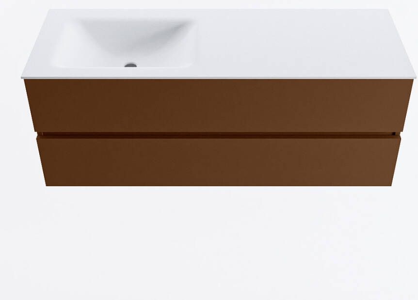 Mondiaz VICA 130cm badmeubel onderkast Rust 2 lades. Wastafel CLOUD links 1 kraangat kleur Talc.