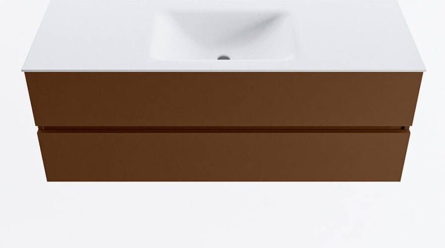 Mondiaz VICA 130cm badmeubel onderkast Rust 2 lades. Wastafel CLOUD midden 1 kraangat kleur Talc.
