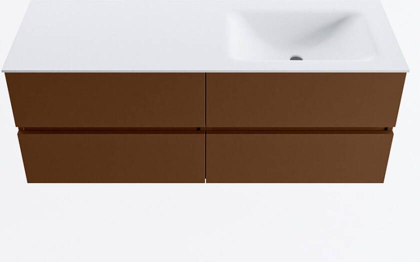 Mondiaz VICA 130cm badmeubel onderkast Rust 4 lades. Wastafel CLOUD rechts 1 kraangat kleur Talc.