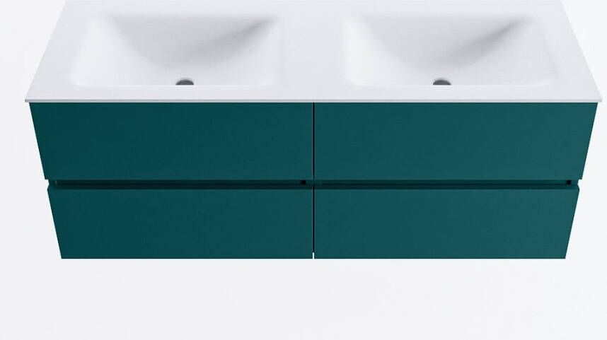 Mondiaz VICA 130cm badmeubel onderkast Smag 4 lades. Wastafel CLOUD dubbel 2 kraangaten kleur Talc.