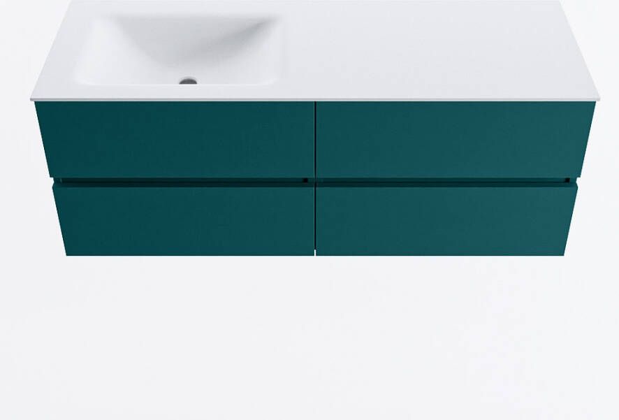 Mondiaz VICA 130cm badmeubel onderkast Smag 4 lades. Wastafel CLOUD links 1 kraangat kleur Talc.