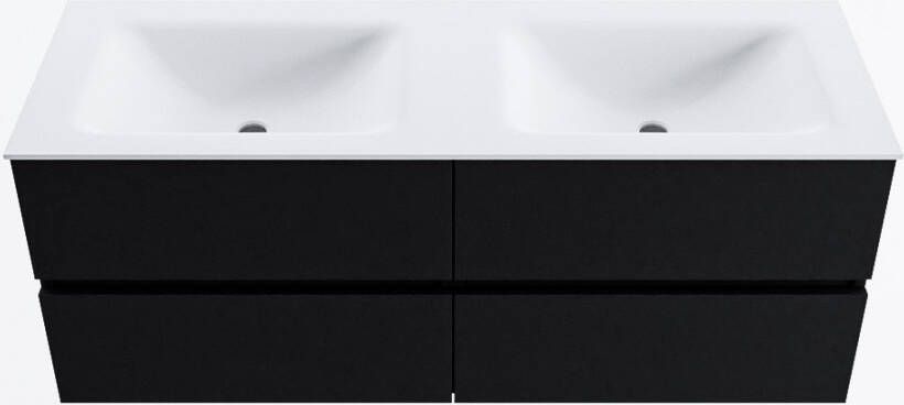 Mondiaz VICA 130cm badmeubel onderkast Urban 4 lades. Wastafel CLOUD dubbel 2 kraangaten kleur Talc.