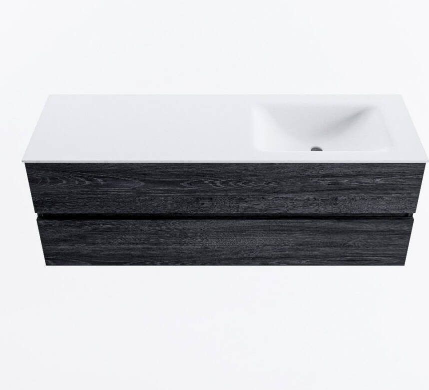 Mondiaz VICA 140cm badmeubel onderkast Antracite 2 lades. Wastafel CLOUD rechts zonder kraangat kleur Talc.